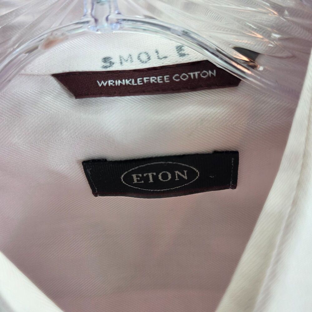 Eton Men's Pink Button Up Long Sleeve Dress Shirt Size 15 1/2 - Picture 4 of 10